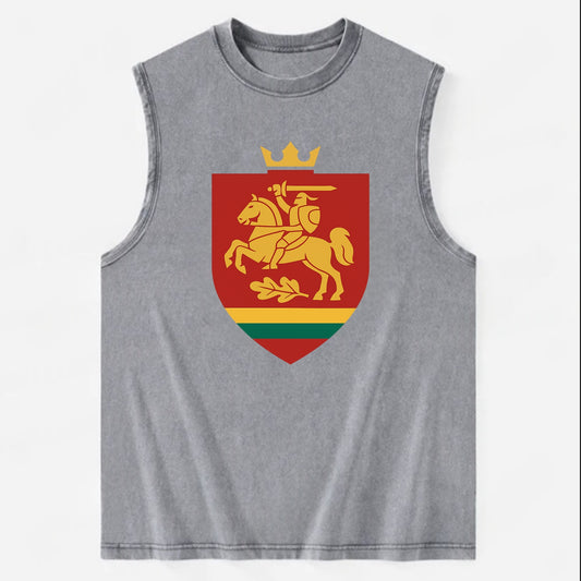 Lithuania Royal Logo  - Vintage Washed Tank - Grey