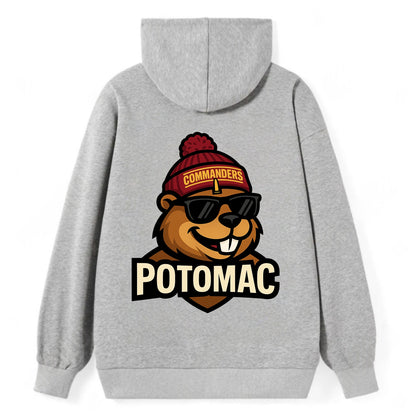 Potomac Beaver wearing Commanders beanie with monument patch and wayfarer - Classic Pullover Hoodie - Grey