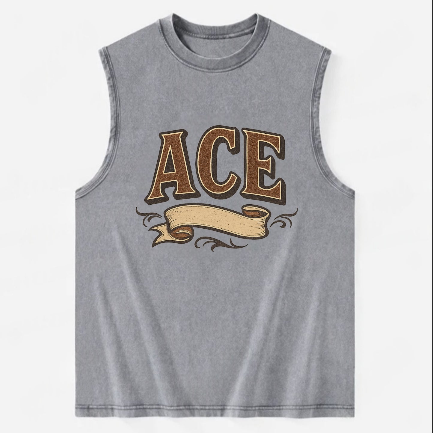 Bold typography design - "ACE" - expert, the best at something - Vintage Washed Tank - Grey