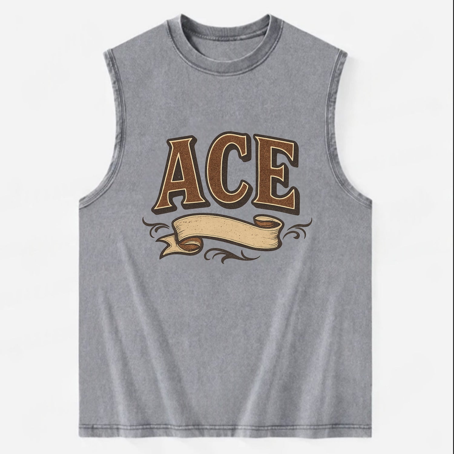 Bold typography design - "ACE" - expert, the best at something - Vintage Washed Tank - Grey
