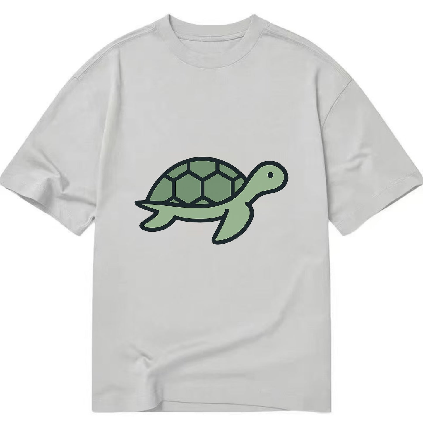 Sea Turtle - Green with shell pattern flat side profile - Classic T-shirt - Grey