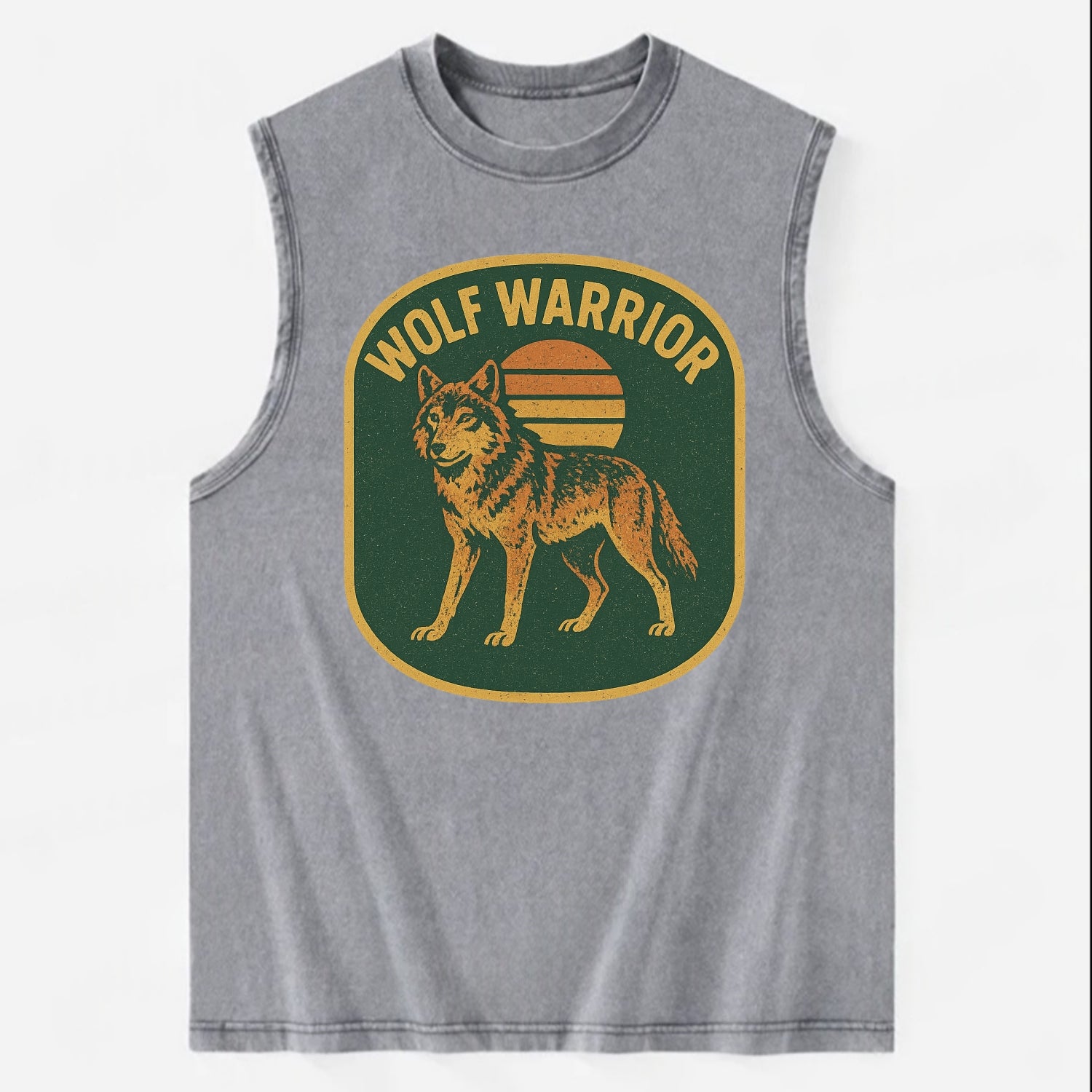 Wolf Warrior  - Vintage Washed Tank - Grey