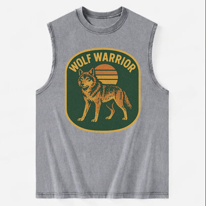 Wolf Warrior  - Vintage Washed Tank - Grey