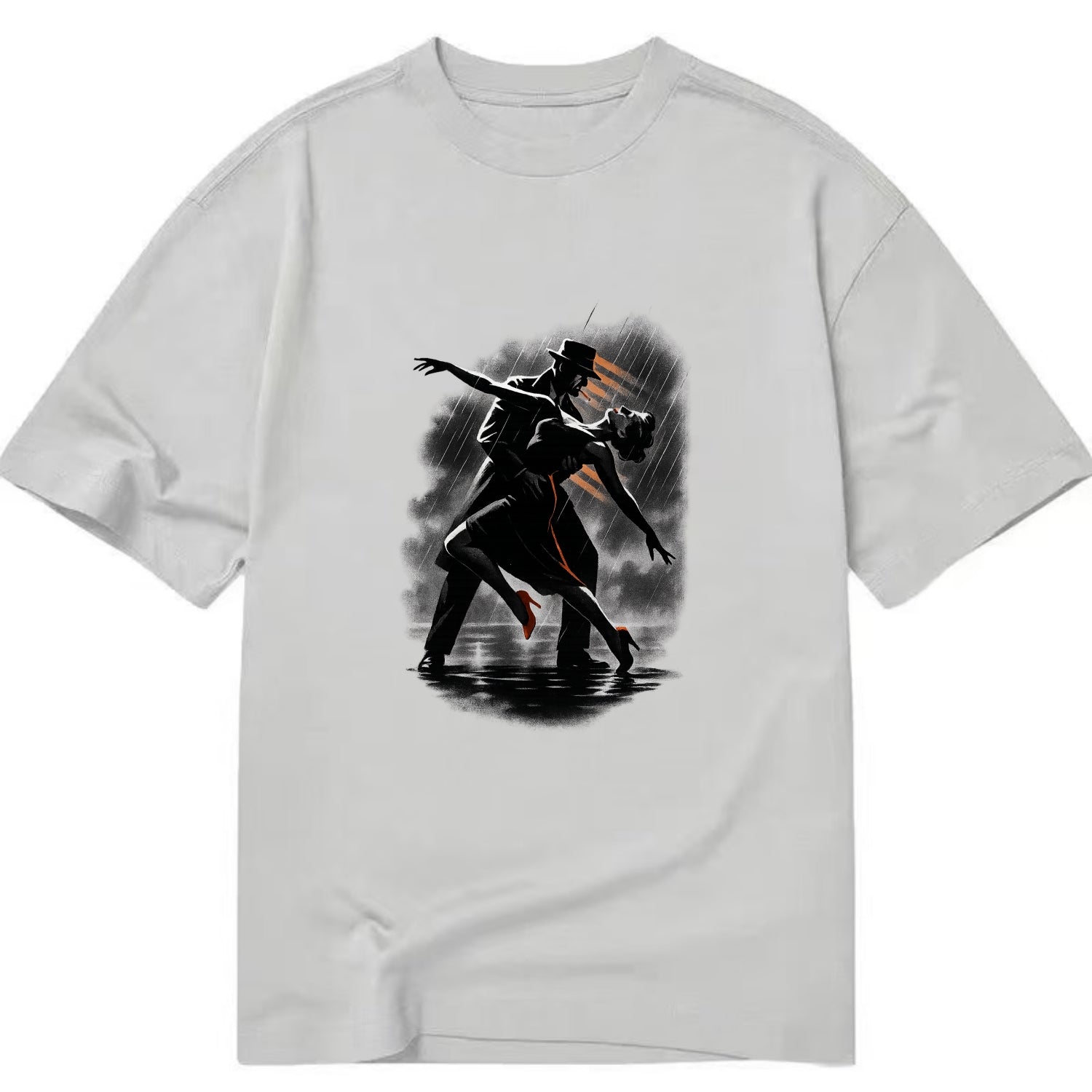romantic dance pose with woman lifted in the air at lakeside - Classic T-shirt - Grey
