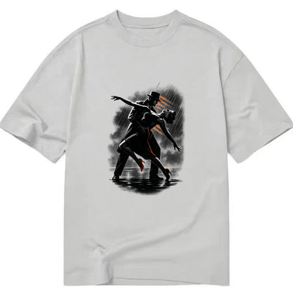 romantic dance pose with woman lifted in the air at lakeside - Classic T-shirt - Grey