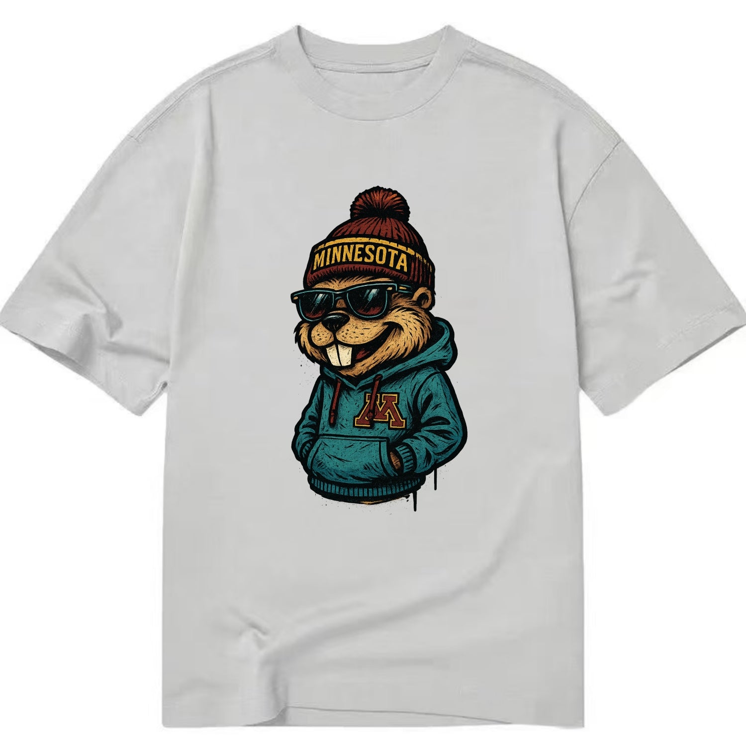 Minneapolis Gopher wearing Minnesota beanie with M patch - Classic T-shirt - Grey