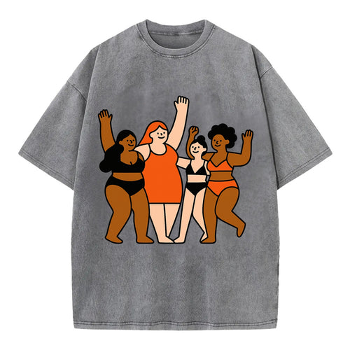 Diverse body types celebrating together - body positivity movement, all bodies - Vintage T-shirt