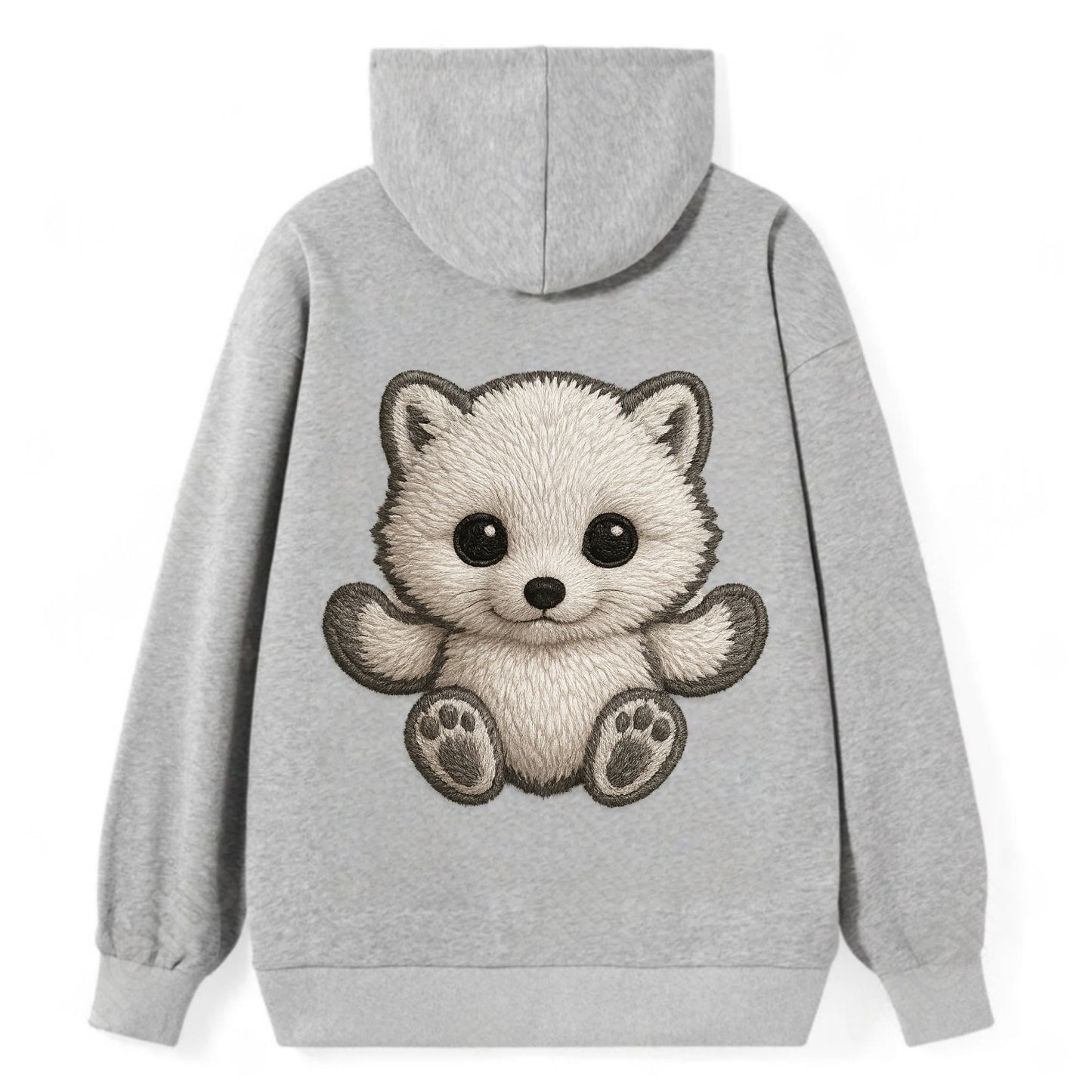 Baby Arctic Fox - white fluffy, tiny black nose, bright curious eyes, - Classic Pullover Hoodie - Grey