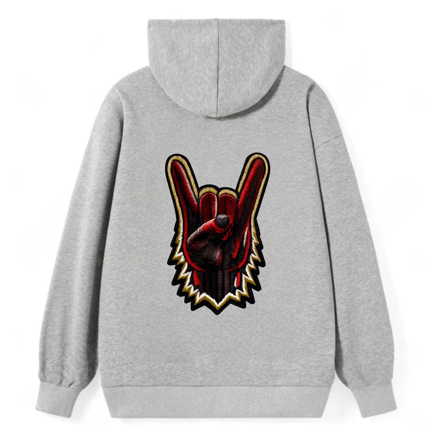 ROCK HAND HORNS - devil horns hand gesture in black and red , metal music - Classic Pullover Hoodie - Grey