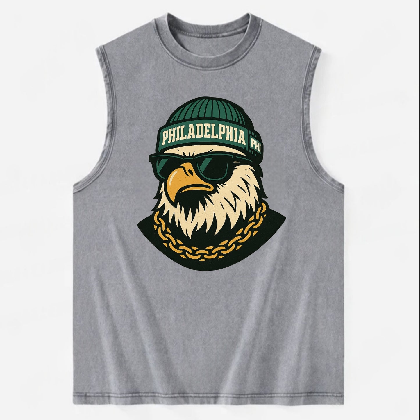 "eagle" "philadelphia" "phi" "green" "us East" - Vintage Washed Tank - Grey