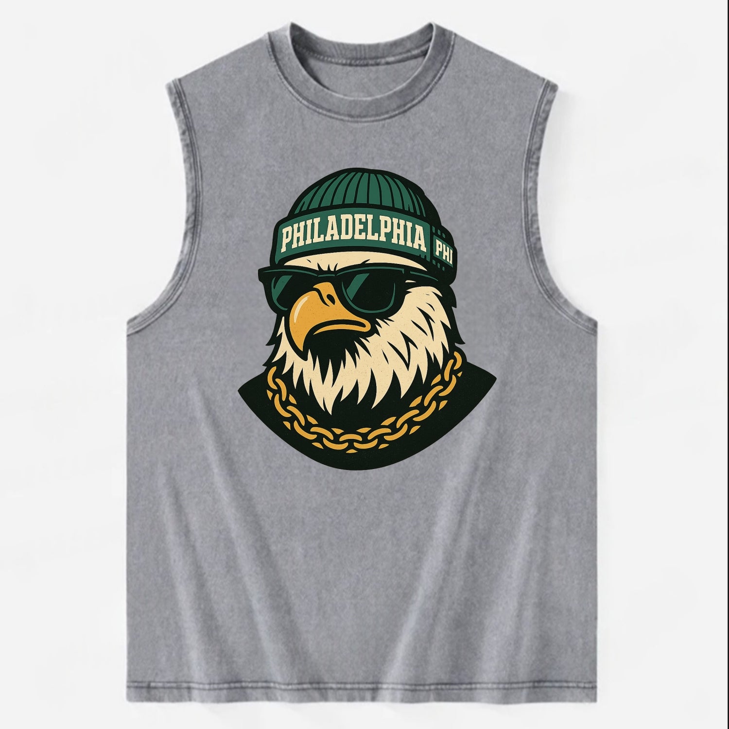 "eagle" "philadelphia" "phi" "green" "us East" - Vintage Washed Tank - Grey