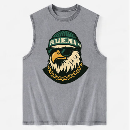 "eagle" "philadelphia" "phi" "green" "us East" - Vintage Washed Tank - Grey