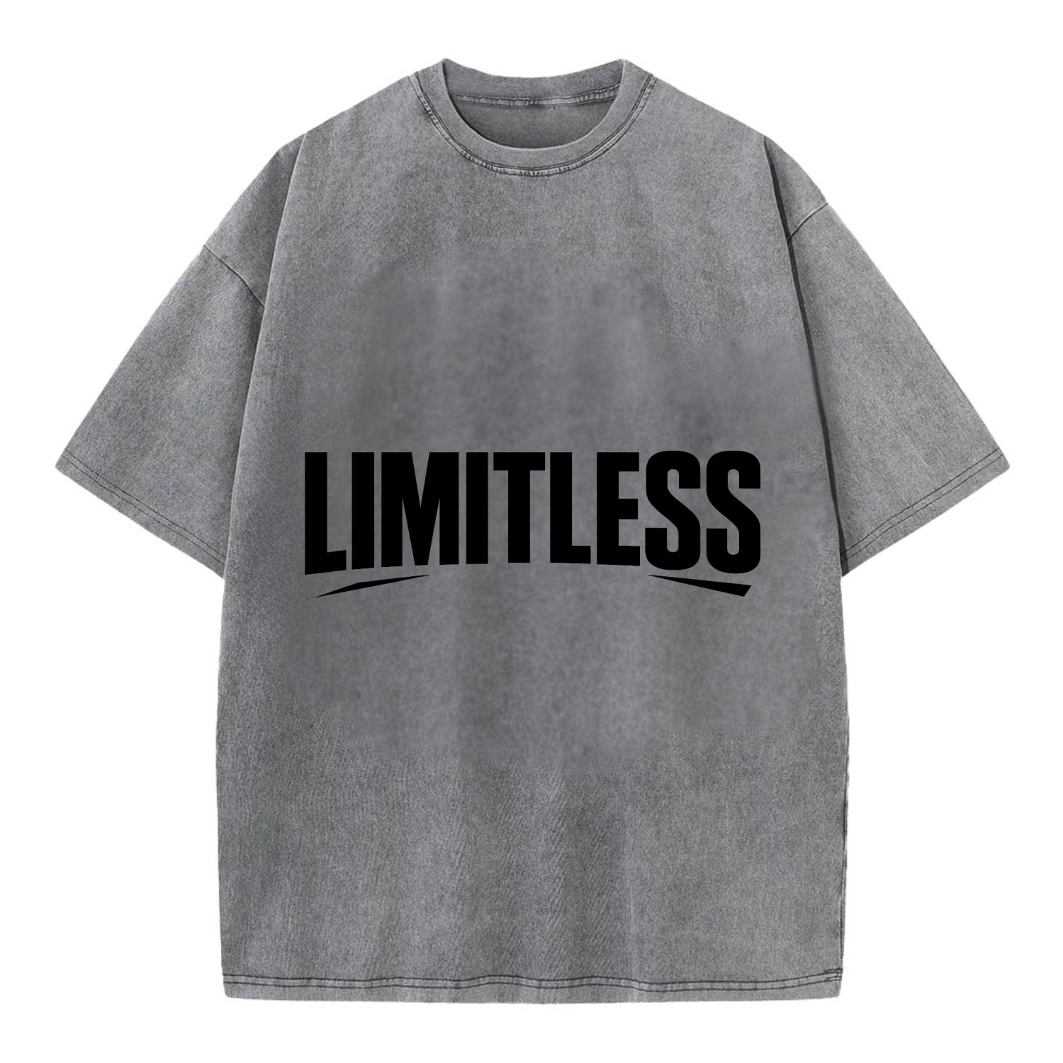 Bold typography design - "LIMITLESS" - no boundaries, infinite potential - Vintage T-shirt - Grey