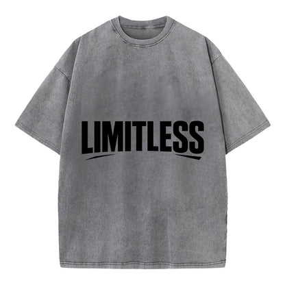 Bold typography design - "LIMITLESS" - no boundaries, infinite potential - Vintage T-shirt - Grey