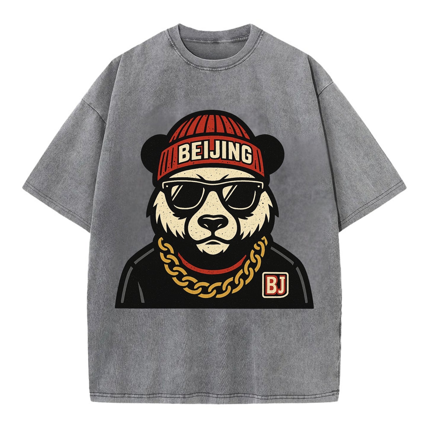 Beijing Panda - Vintage T-shirt - Grey