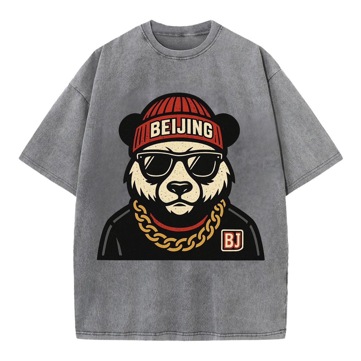Beijing Panda - Vintage T-shirt - Grey