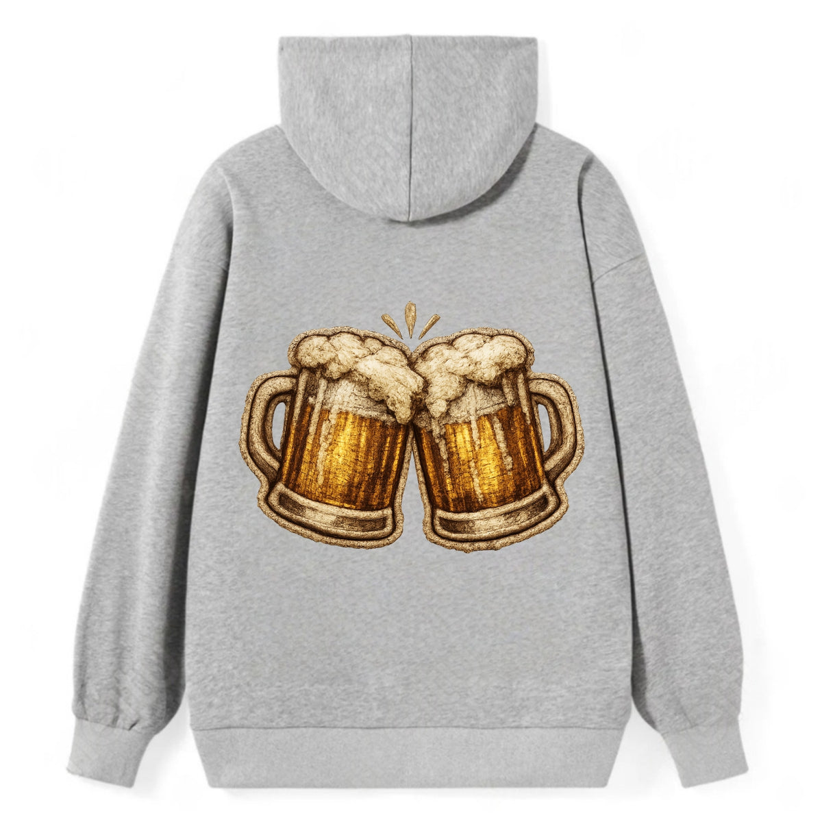 BEER MUG CHEERS - frosty beer stein in gold and amber , brewery - Classic Pullover Hoodie - Grey