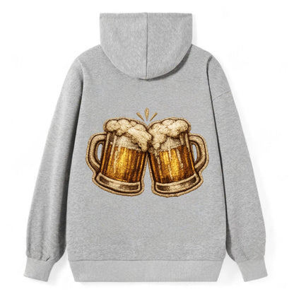 BEER MUG CHEERS - frosty beer stein in gold and amber , brewery - Classic Pullover Hoodie - Grey