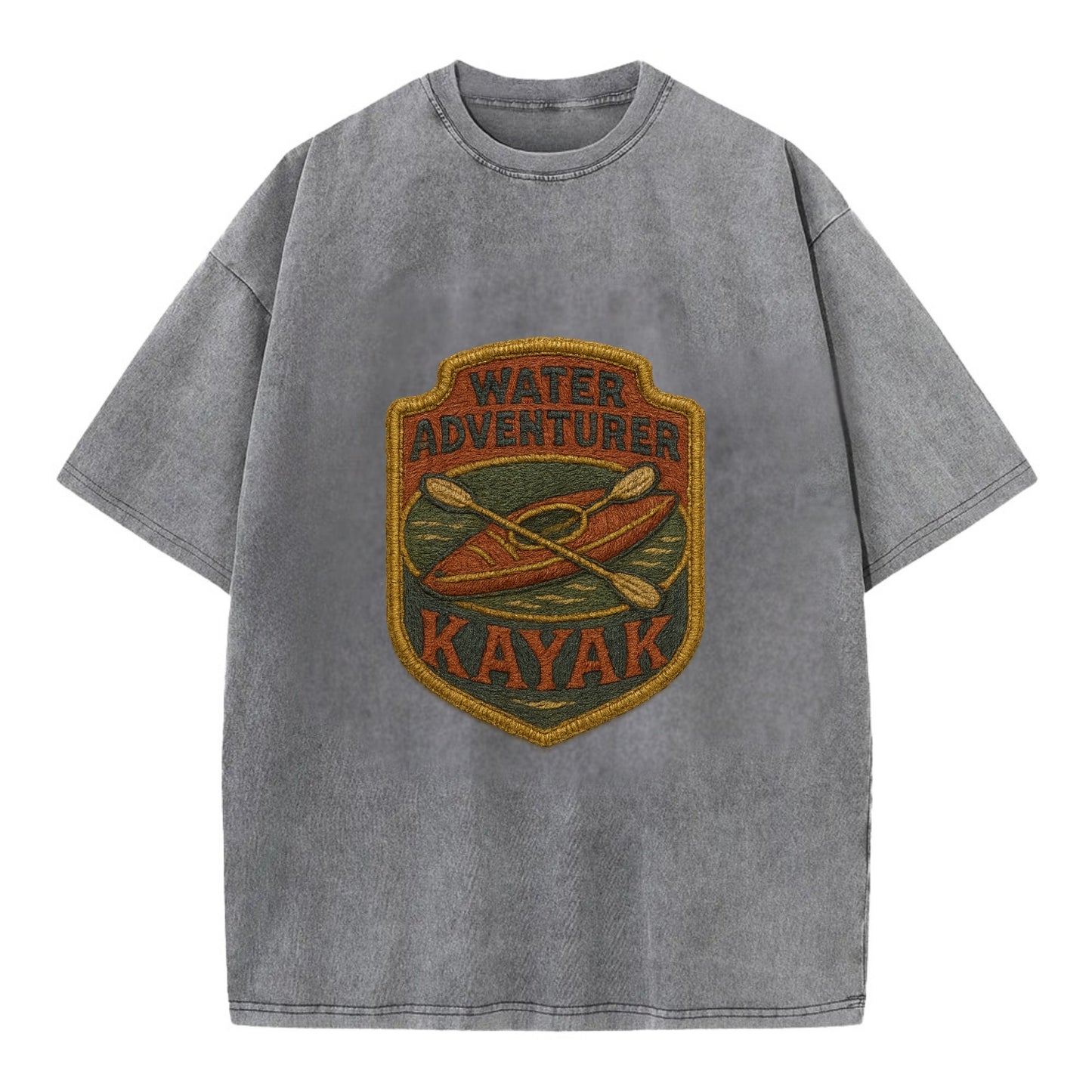 Kayak with paddle - water adventurer - Vintage T-shirt - Grey