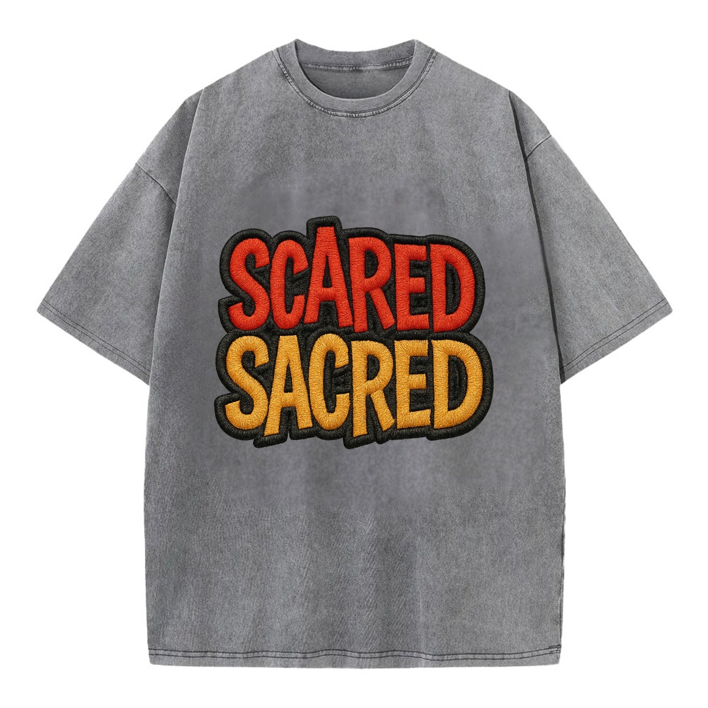 SCARED;SACRED JOURNEY Spiritual Purple Hat - Vintage T-shirt - Grey