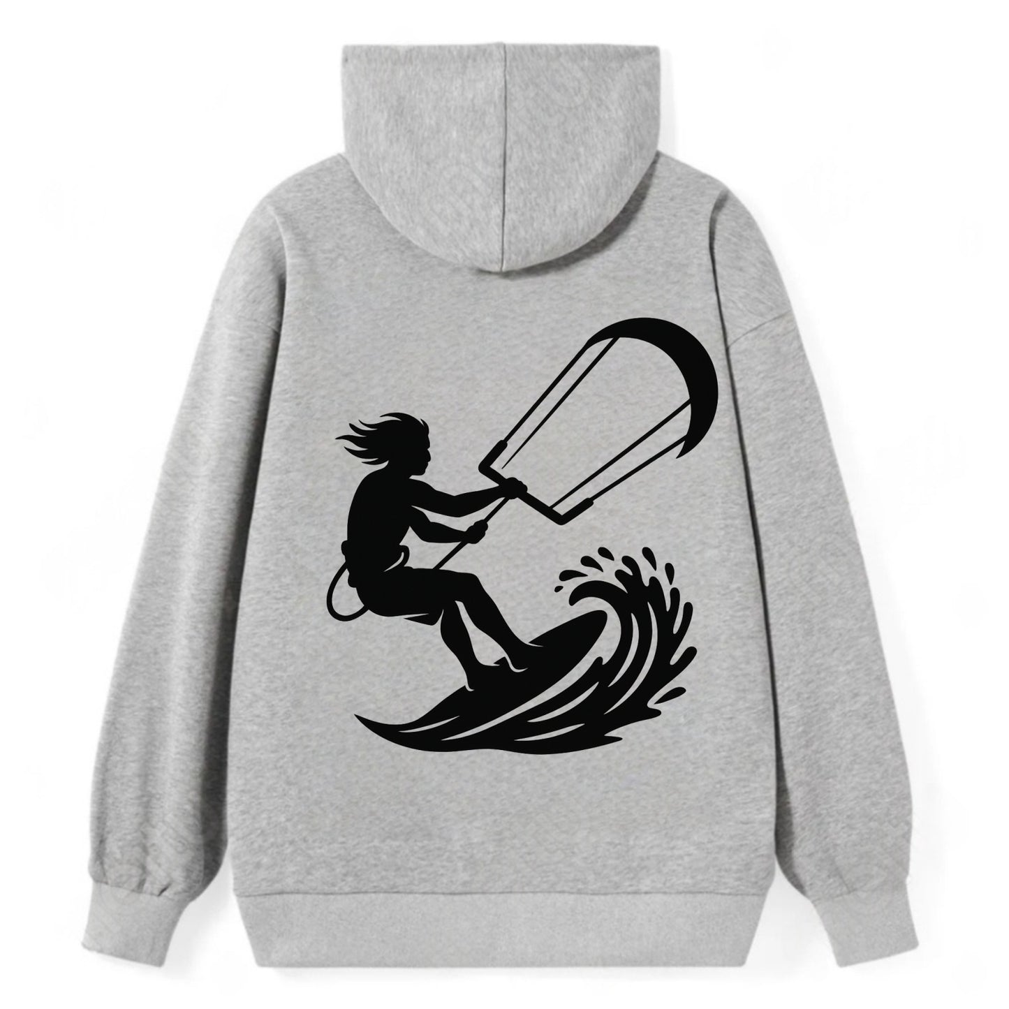 Kite surfer riding wave - Classic Pullover Hoodie - Grey