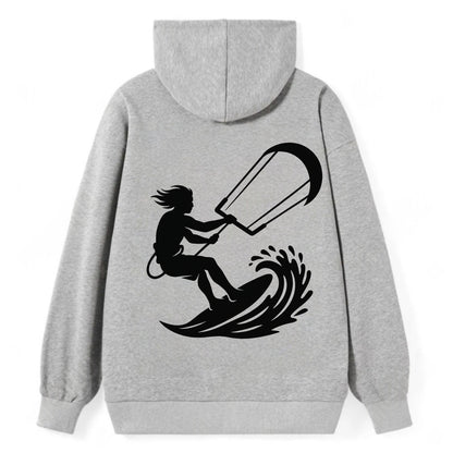 Kite surfer riding wave - Classic Pullover Hoodie - Grey