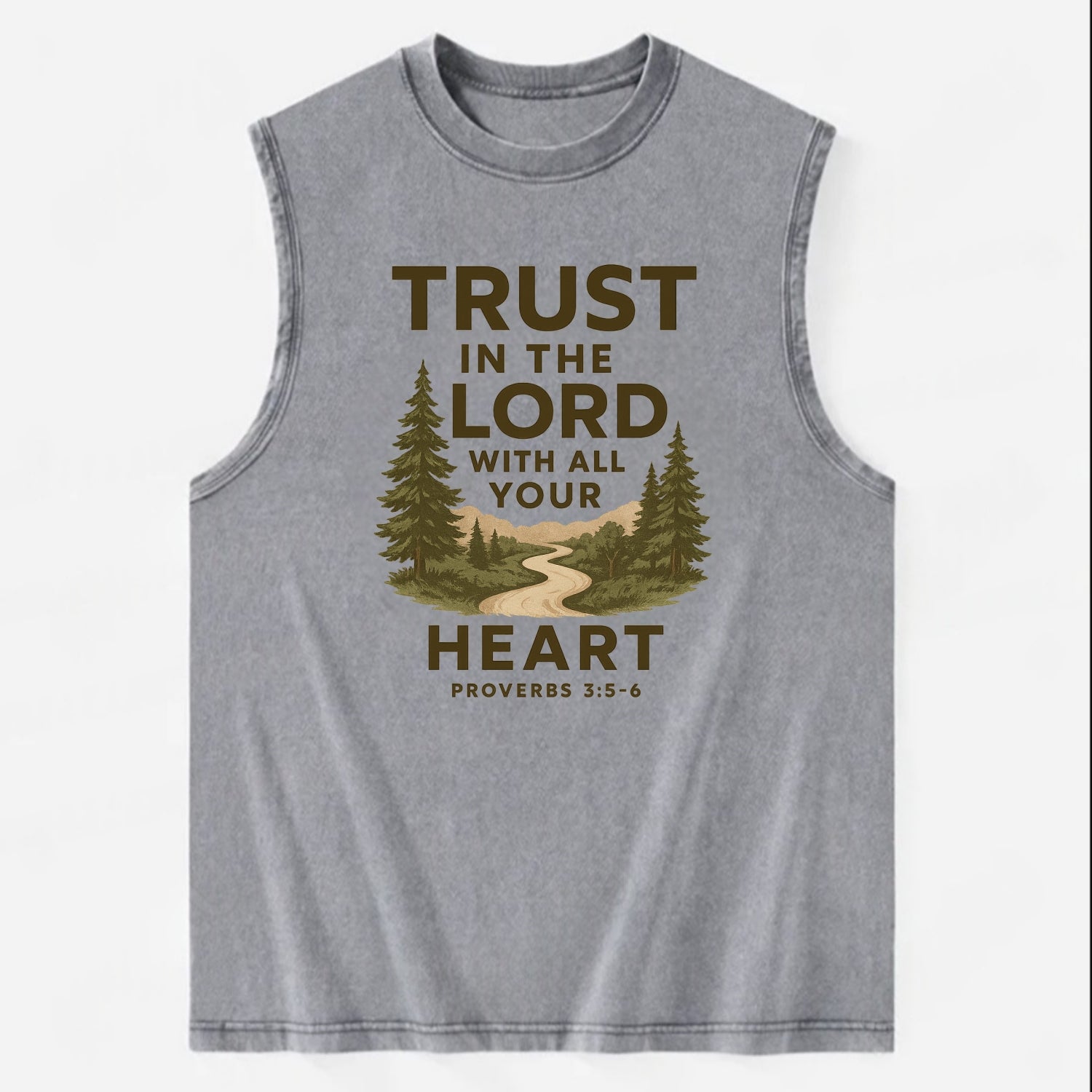 Proverbs 3:5-6 Path - Vintage Washed Tank - Grey