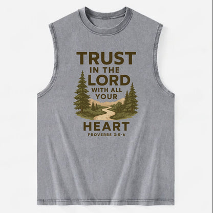 Proverbs 3:5-6 Path - Vintage Washed Tank - Grey