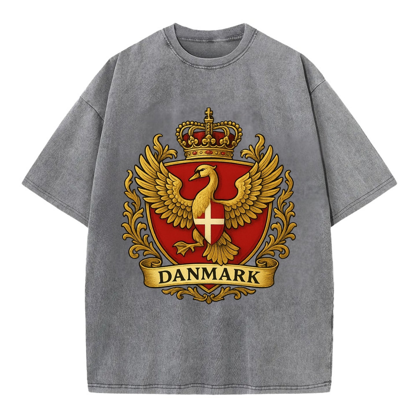 Denmark Heritage Badge  - Vintage T-shirt - Grey