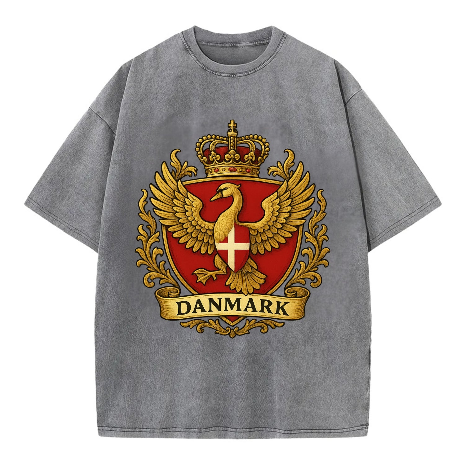 Denmark Heritage Badge  - Vintage T-shirt - Grey
