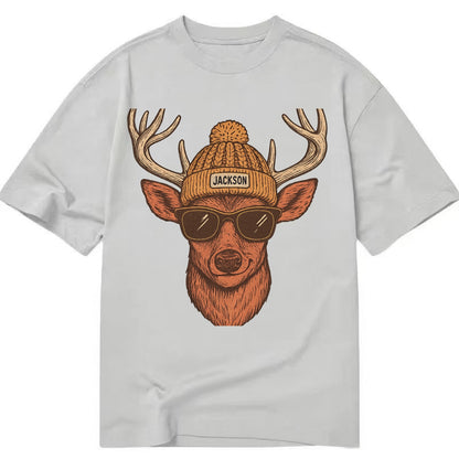 Mississippi White-tailed Deer wearing Jackson beanie with pom pom and wayfarer - Classic T-shirt - Grey