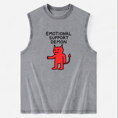 EMOTIONAL SUPPORT DEMON | Devil caring reluctantly - Vintage Washed Tank - Grey