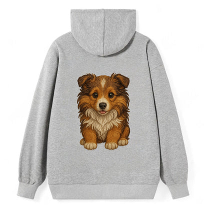 Baby Shetland Sheepdog Puppy - mini collie look, flowing mane, - Classic Pullover Hoodie - Grey