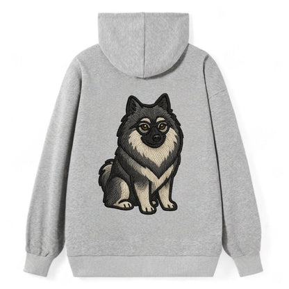 Keeshond - Gray and black spectacles embroidered design - Classic Pullover Hoodie - Grey