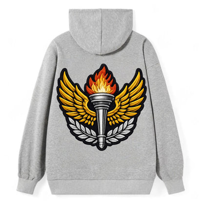 Embroidered patch design - TRACK AND FIELD TORCH - Olympic style torch - Classic Pullover Hoodie - Grey