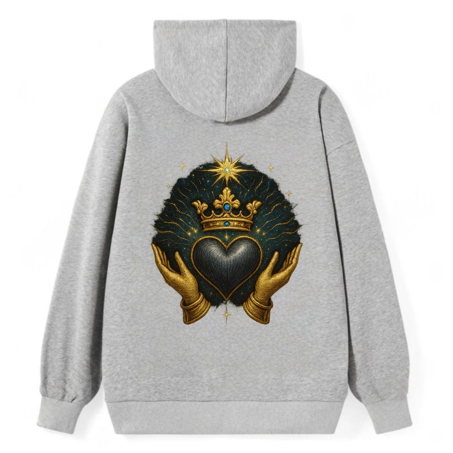 Pearl-studded tiara atop a satin-gunmetal heart supported by elegant - Classic Pullover Hoodie - Grey