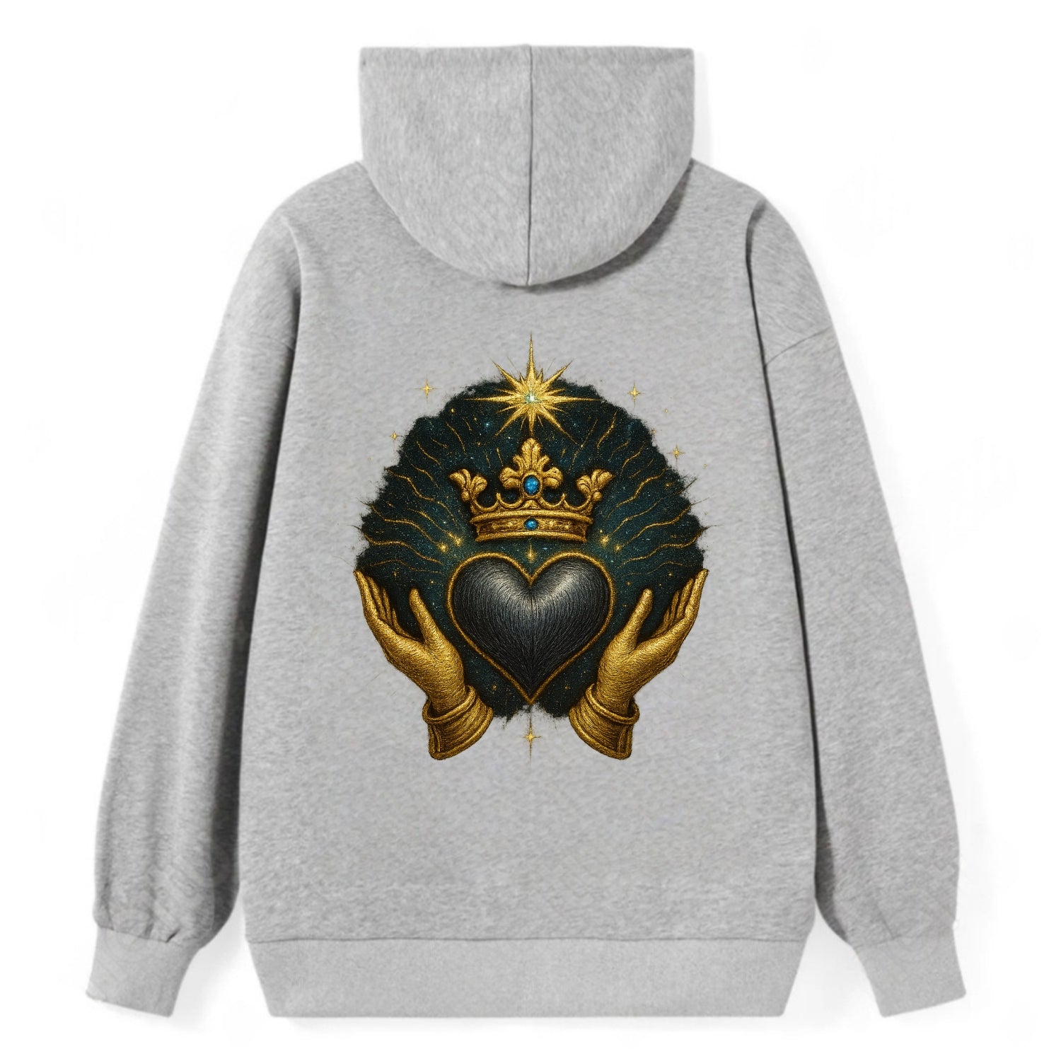 Pearl-studded tiara atop a satin-gunmetal heart supported by elegant - Classic Pullover Hoodie - Grey
