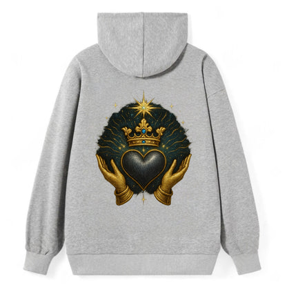 Pearl-studded tiara atop a satin-gunmetal heart supported by elegant - Classic Pullover Hoodie - Grey