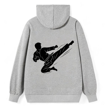 Korean taekwondo flying kick - Classic Pullover Hoodie - Grey