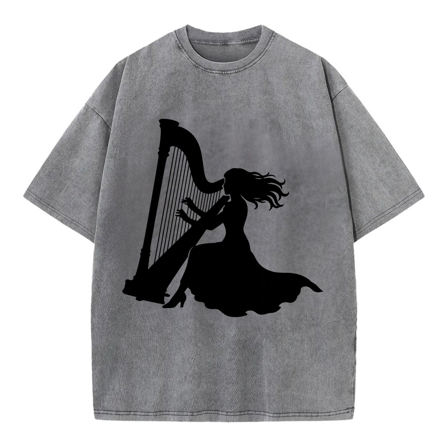 Harpist playing ethereal melody - Vintage T-shirt - Grey
