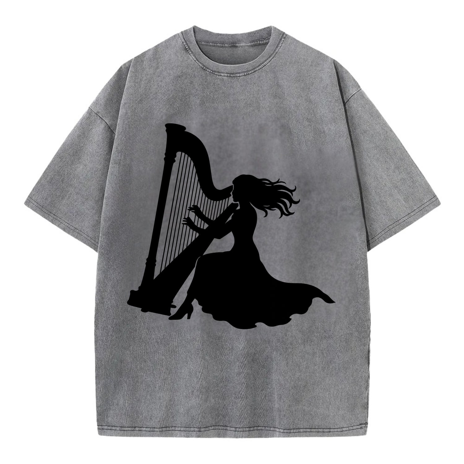 Harpist playing ethereal melody - Vintage T-shirt - Grey