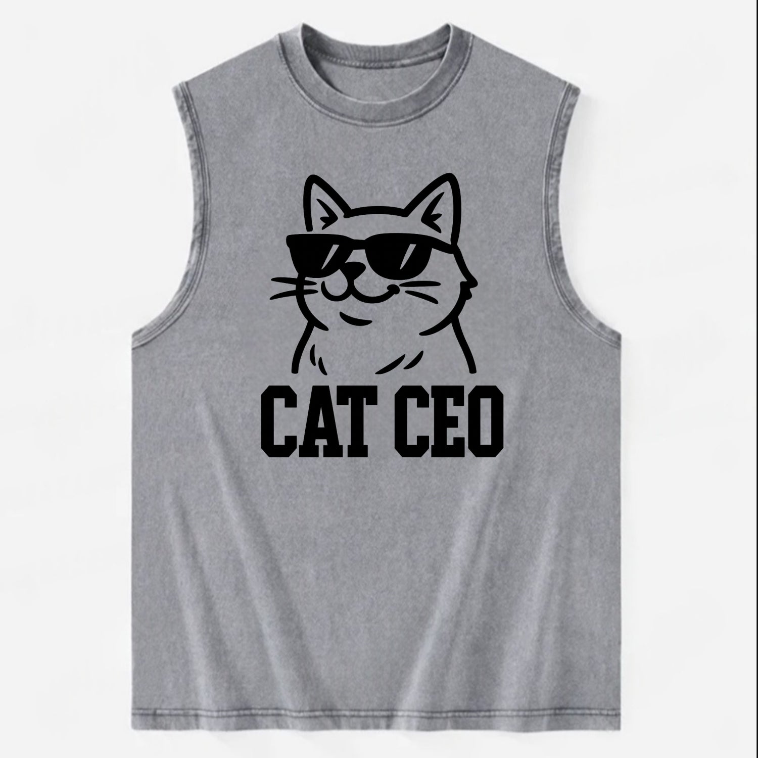 CEO Cat Boss - Vintage Washed Tank - Grey