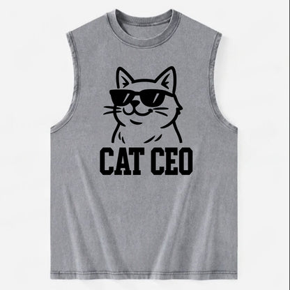 CEO Cat Boss - Vintage Washed Tank - Grey