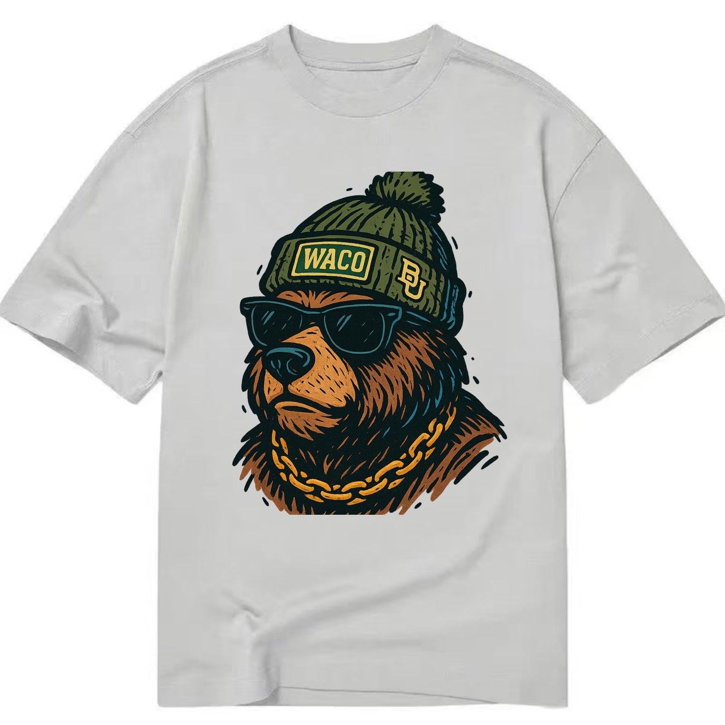 Waco Bear wearing Baylor beanie with BU patch - Classic T-shirt - Grey