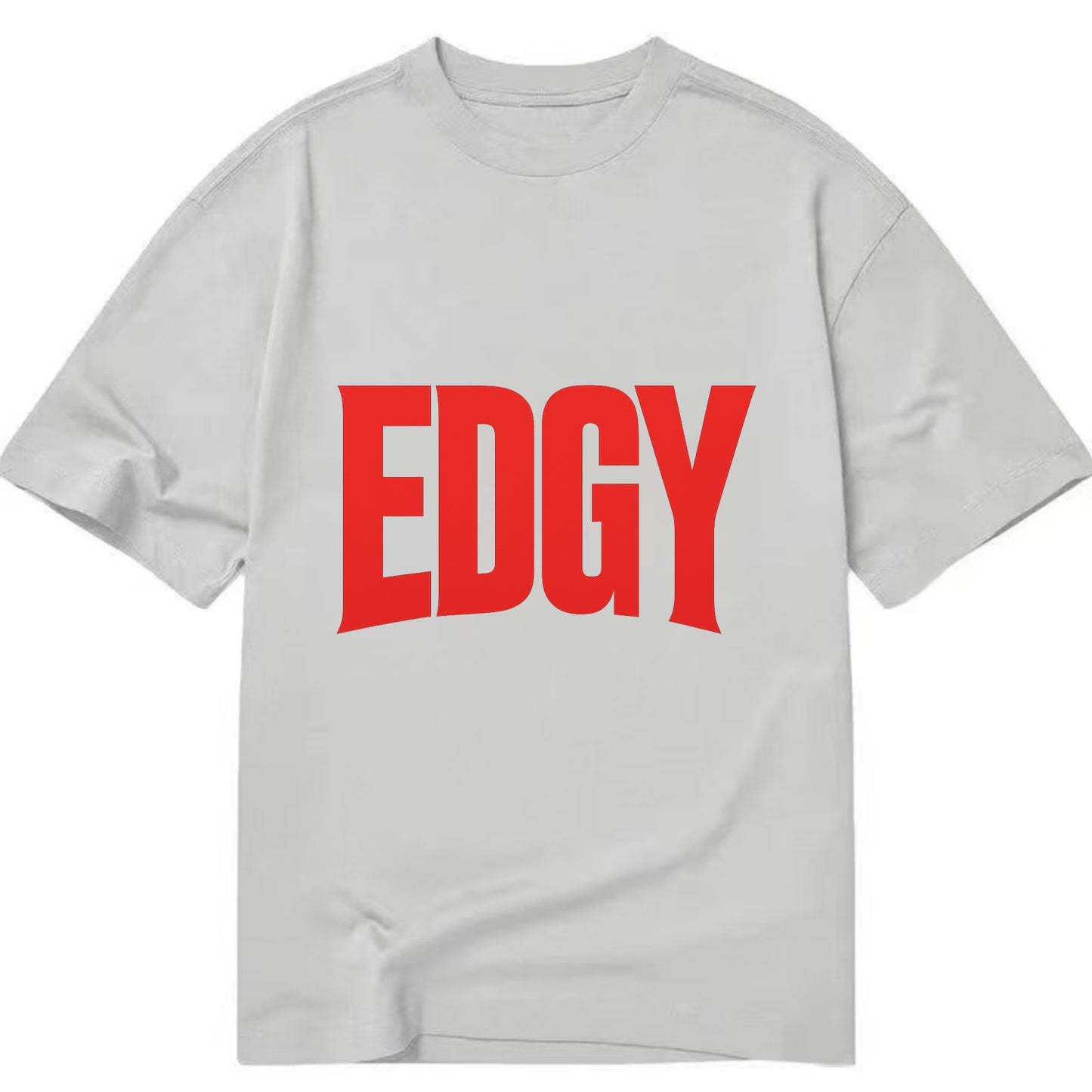 Bold typography design - "EDGY" - pushing boundaries, unconventional - Classic T-shirt - Grey