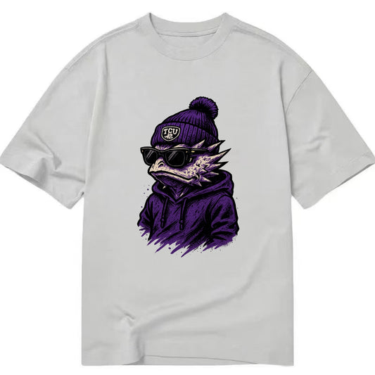 Fort Worth Horned Frog wearing TCU beanie with frog patch - Classic T-shirt - Grey