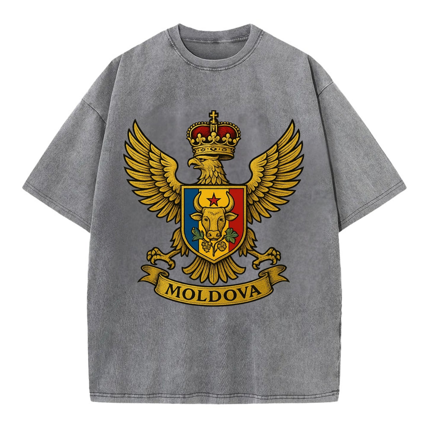 Moldova Heritage Badge  - Vintage T-shirt - Grey