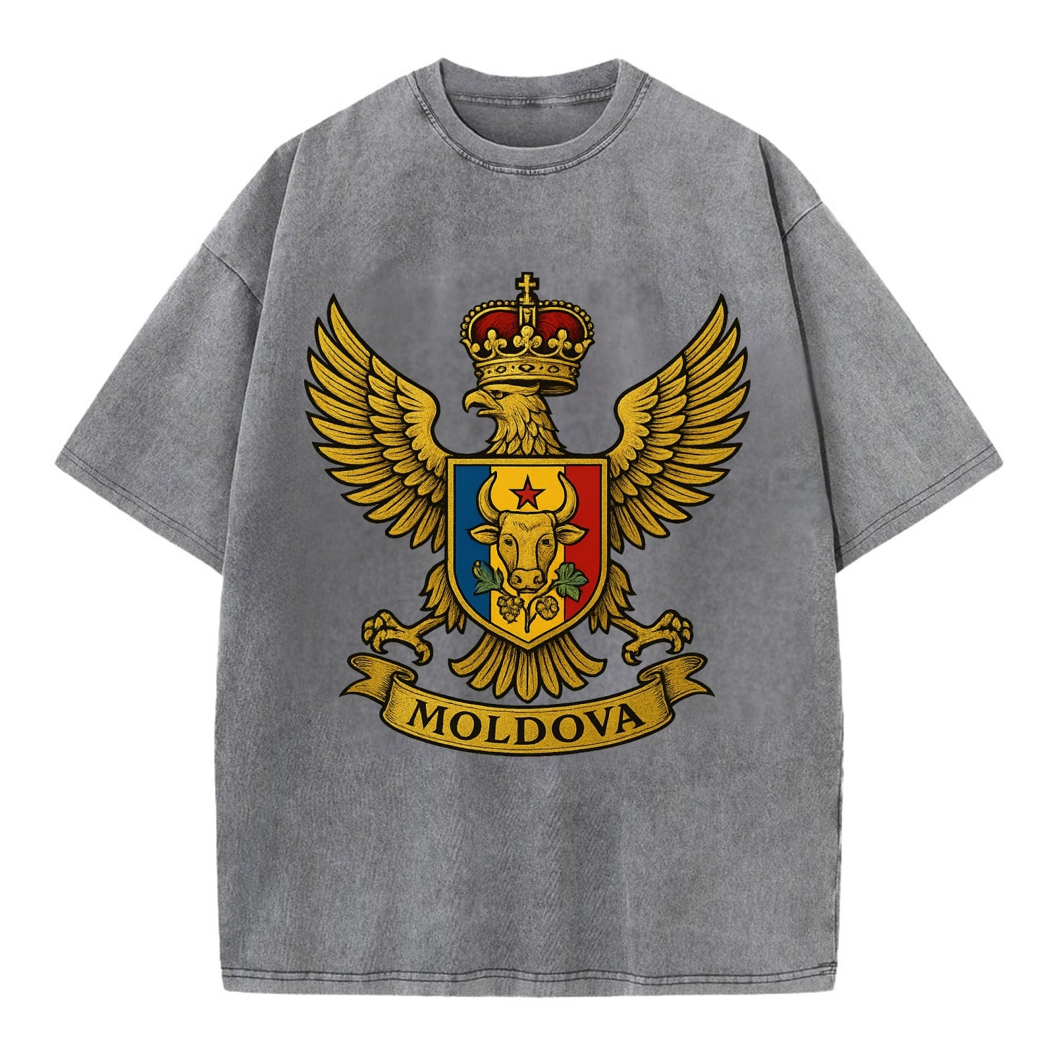 Moldova Heritage Badge  - Vintage T-shirt - Grey