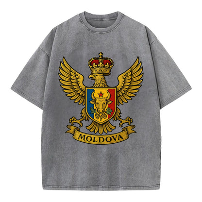 Moldova Heritage Badge  - Vintage T-shirt - Grey
