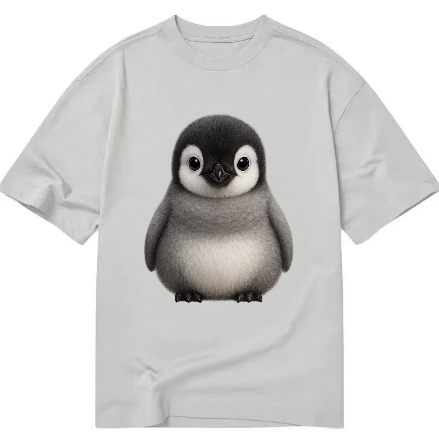 Baby Adelie Penguin - black and white, round body, curious eyes, front-facing, - Classic T-shirt - Grey